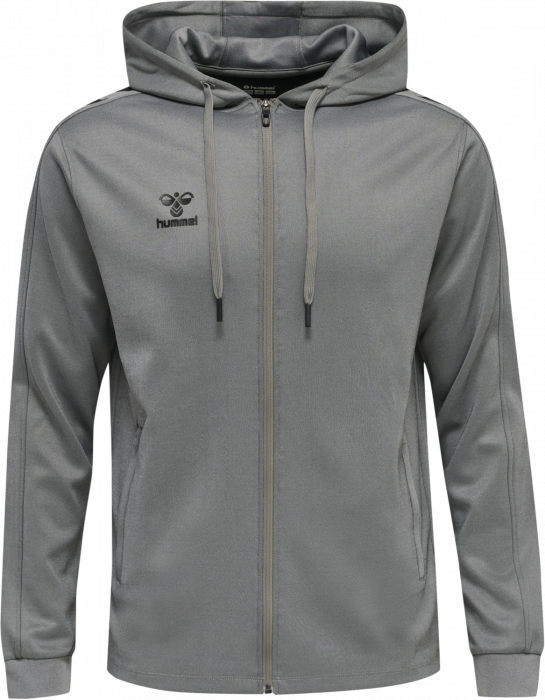 Hummel - Core Xk Poly Hoodie With Zipper - Grey Melange & zwart