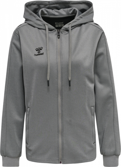 Hummel - Core Xk Poly Hoodie With Zipper Women - Grey Melange & black