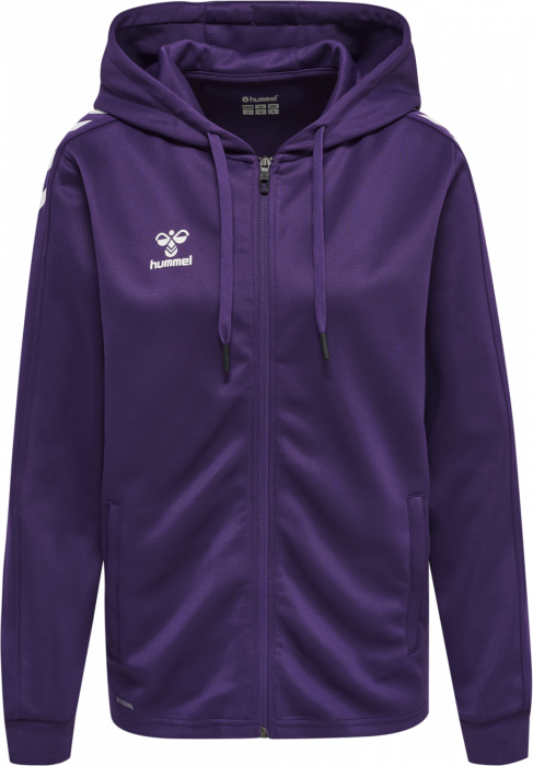 Hummel - Core Xk Poly Hoodie With Zipper Women - Purple Reign & blanco