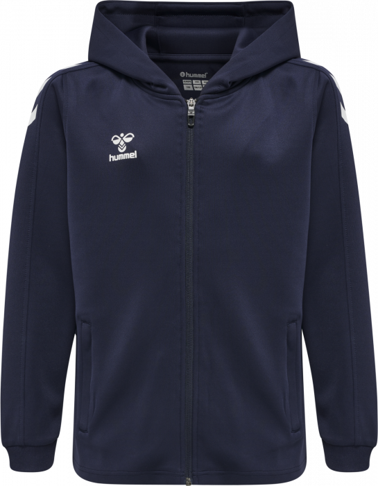 Hummel - Core Xk Poly Hoodie With Zipper Jr - Marine & weiß